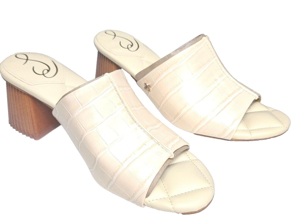Sam Edelman Sonya Eggshell Sandal Block Heel Croc-Embossed Vegan Leather 8 M NIB - Picture 4 of 10